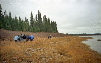 Innu visiting the old camp at Ushkan-shipiss where the last 