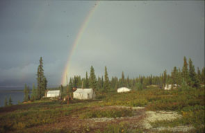 Innu camp at Kameshtashtan. SE side of the lake. Photo courtesy Stephen Loring.